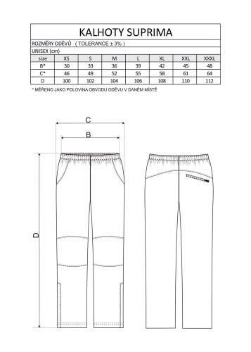 1509-B - Spodnie SUPRIMA niebieska lamówka tabela rozmiarów