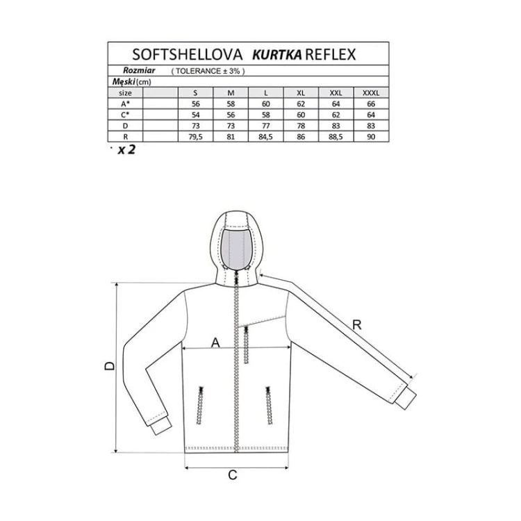 1546-A - Kurtka Reflex męska tabela