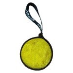 0723 - Piłka skórzana z uchwytem, duża brązowo żółta