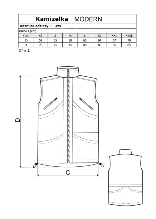 2062-D - Kamizelka MODERN zielona rozmiary