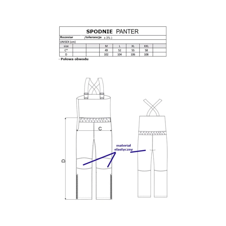 0333A - Spodnie treningowe PANTHER tabela rozmiarów