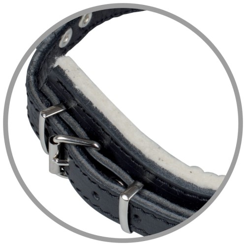 0865-B - Obroża skórzana z uchwytem mała  zapięcie