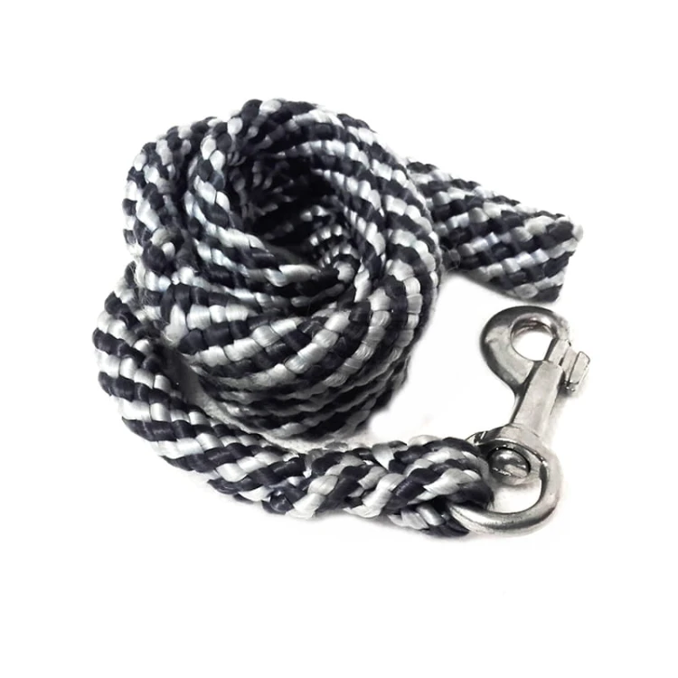 088-150 - Smycz pleciona płaska 1,5m szara