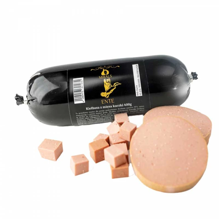 4260472641934 - Kiełbasa z kaczki 400g MIRALS ENTE wygląd kiełbasy