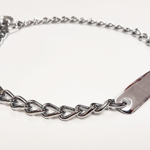 5110105002 - Łańcuszek chromowany z metalową blaszką 3mm złożony