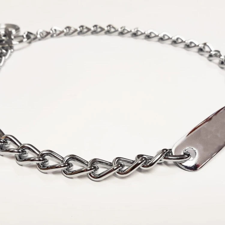 5110105002 - Łańcuszek chromowany z metalową blaszką 3mm złożony