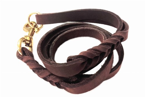 095-120 - Smycz ze skóry - brązowa 120cm widok