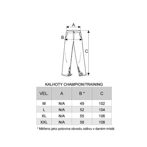 0318-A - Spodnie Treningowe tabela