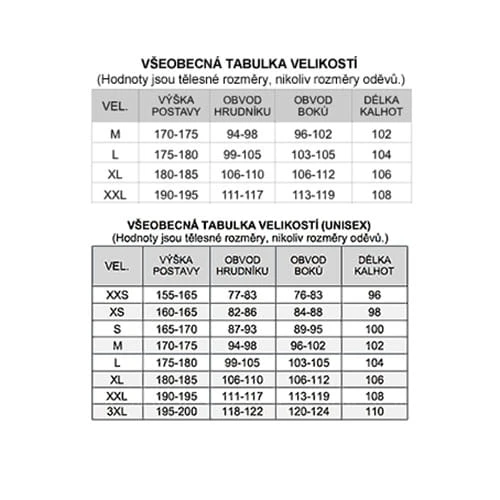0312-B - Kurtka STAR TWO tabela